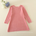 Kids CNY sweater dresses, black knitting girl's sweater, round collar long sleeve valentine's day sweater dress